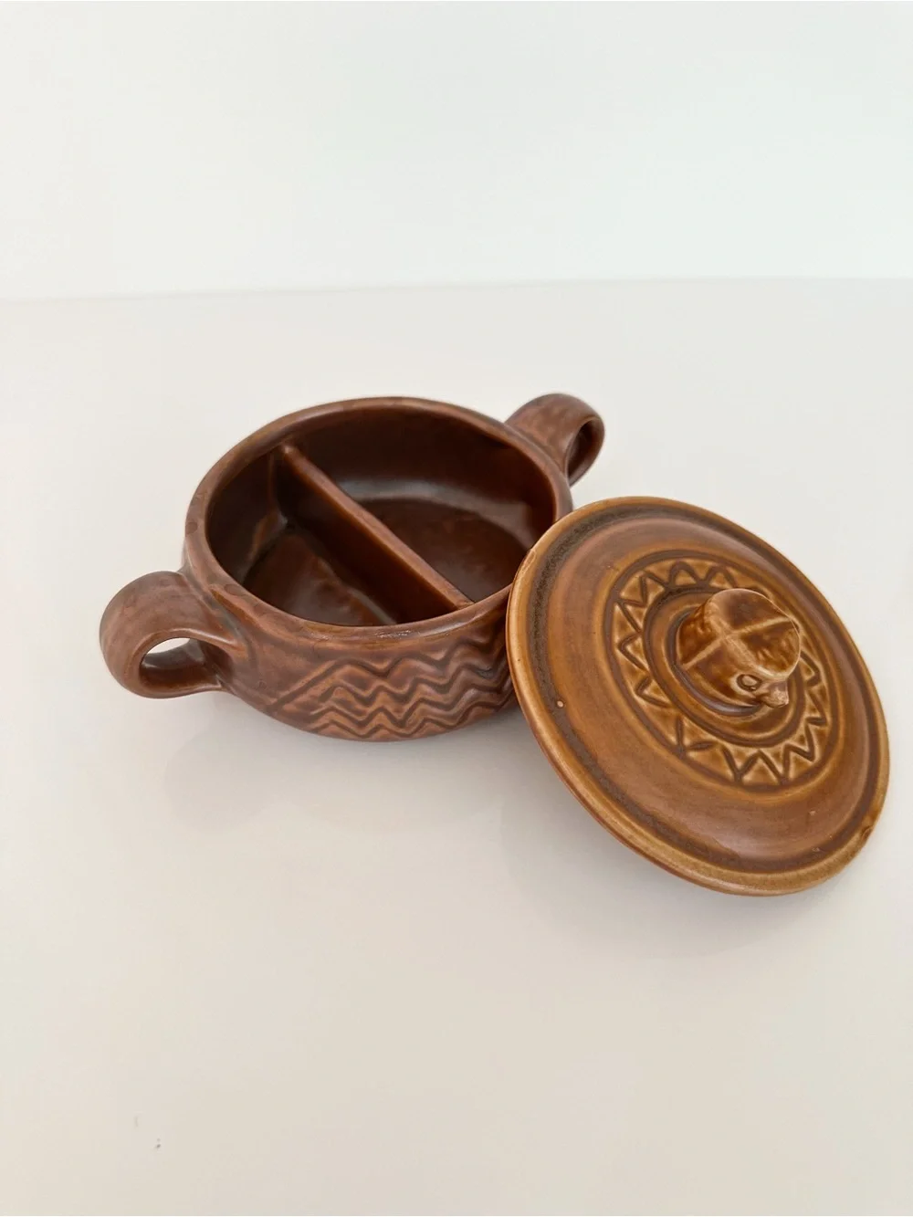 Vintage Hall China 1793 Eagle Nest Brown Covered Casserole Soup Bowl With Lid